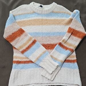 American Eagle Outfitters Blue and Orange Striped Sweater